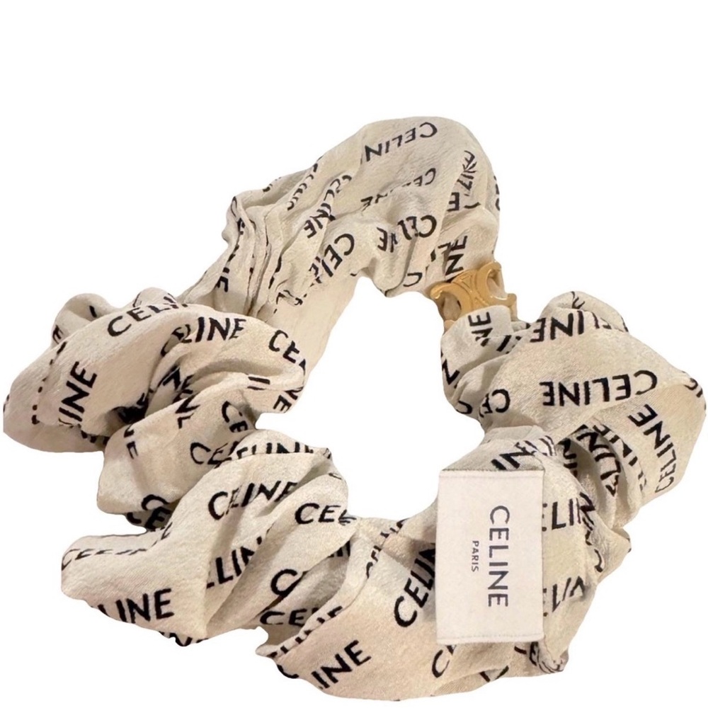 Celine Beige Scrunchie with Gold Detail